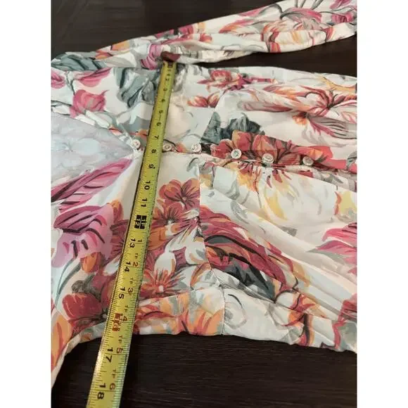 Maaji Luna Maxi Dress Womens Medium Anthropologie Floral Button Front Kimono - Picture 8 of 15